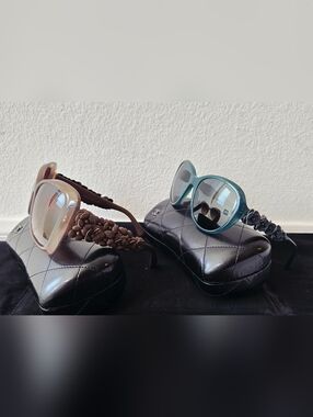 Chanel Camellia Flower Sunglasses — One Brown, One Teal